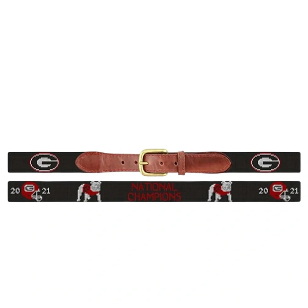 University of Georgia Bulldogs 2021 National Championship Needlepoint Belt SZ 30